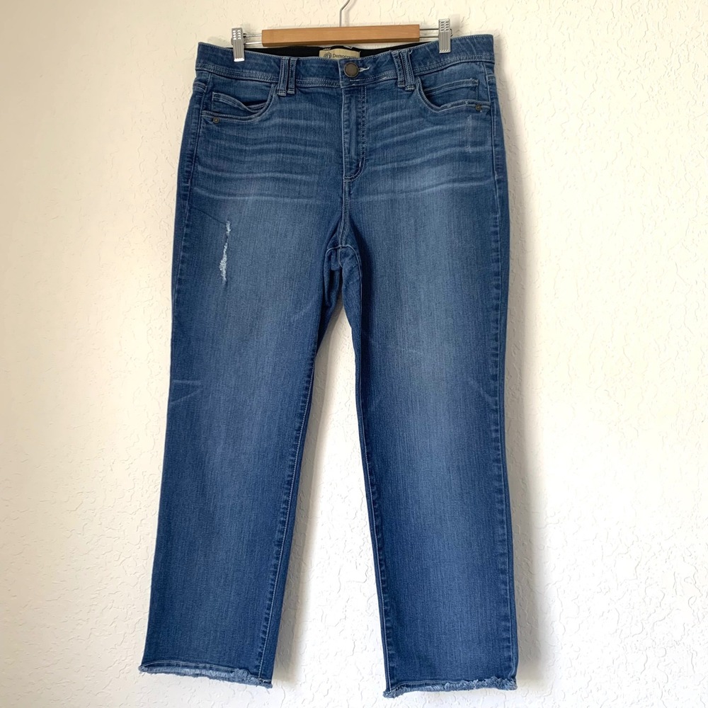 Democracy Jeans Women 16 Blue Raw Hem Absolution Straight Leg Casual Denim 36x26